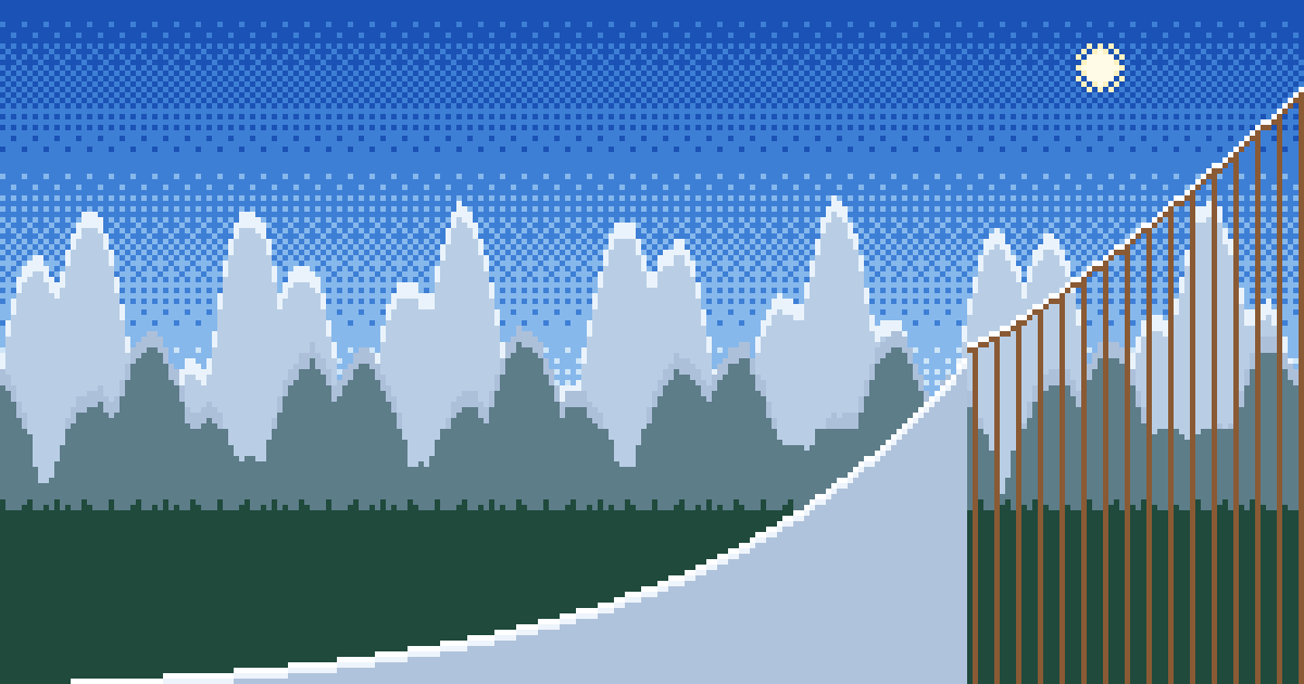 Skisprungschanze Chamonix in Pixelgrafik – Bubenjump
