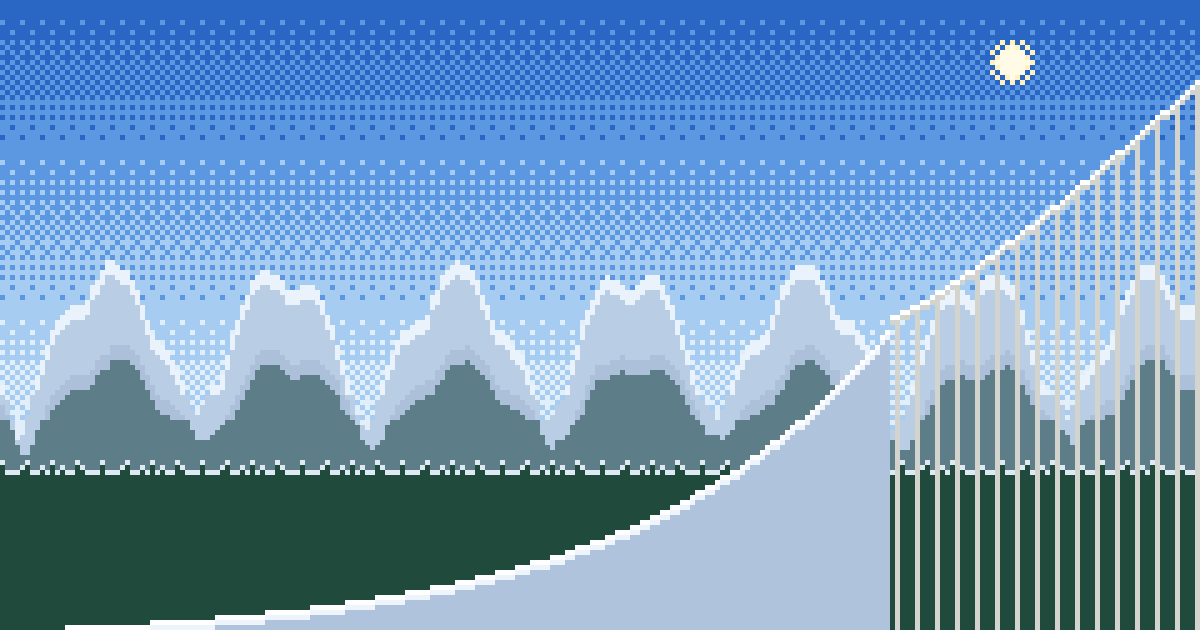 Hakuba ski jumping hill in pixel art – Bubenjump