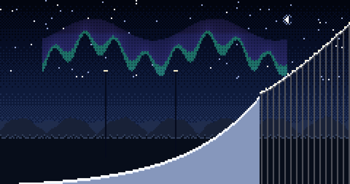 Lahti ski jumping hill in pixel art – Bubenjump