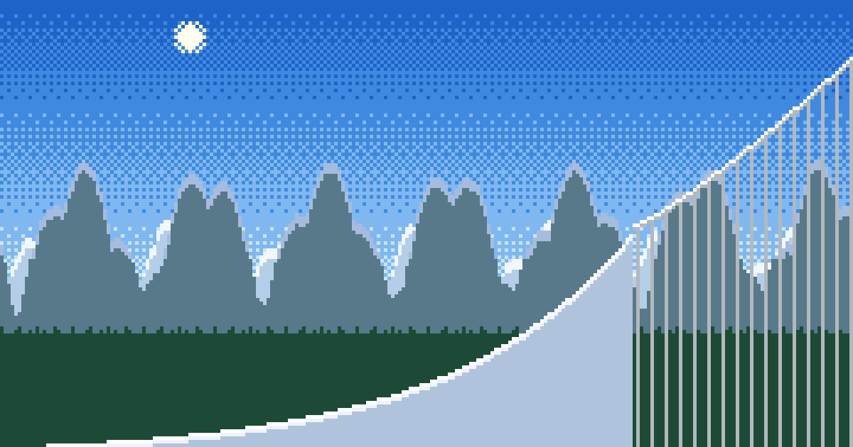 Planica ski jumping hill in pixel art – Bubenjump
